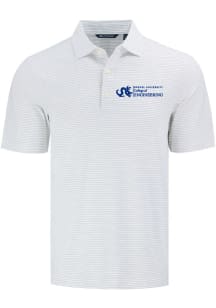 Mens Drexel Dragons White Cutter and Buck Fine Line Short Sleeve Polo Shirt