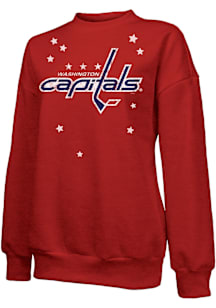 Washington Capitals Womens Red Vintage Crew Sweatshirt