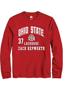 Zach Hepworth Ohio State Buckeyes Red NIL Arch Logo Long Sleeve Player T Shirt