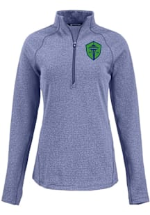Cutter and Buck Seattle Sounders FC Womens Blue Pehastin Qtr Zip