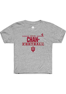 Davion Chandler Indiana Hoosiers Youth Grey NIL Stacked Box Player Tee