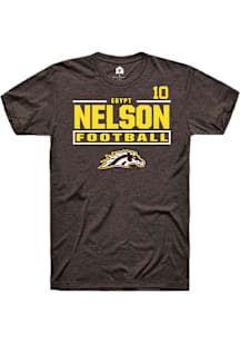 Egypt Nelson Western Michigan Broncos Brown Football NIL Stacked Box Short Sleeve Player T Shirt