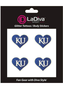 Kansas Jayhawks KU Heart Glitter Tattoo