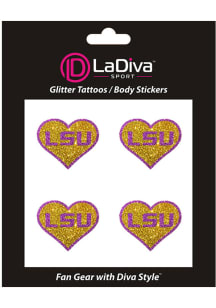 LSU Tigers Heart Glitter Tattoo