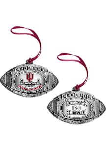 Indiana Hoosiers 2 Pack 2025 Perfect Season Nat Champ Pewter Football Ornament - Silver