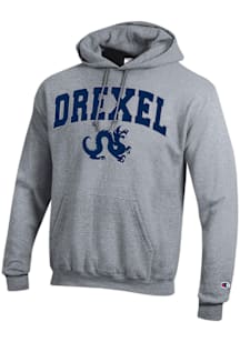 Champion Drexel Dragons Mens Grey University Seal Long Sleeve Hoodie