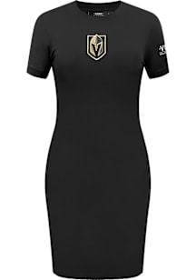 Pro Standard Vegas Golden Knights Womens Black Classic Chenille Short Sleeve Dress