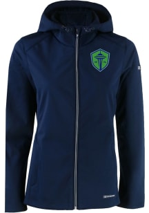Cutter and Buck Seattle Sounders FC Womens Navy Blue Evoke Light Weight Jacket