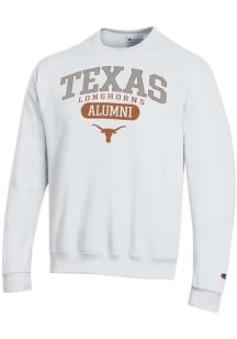 Champion Texas Longhorns Mens White Pill Alumni Powerblend Long Sleeve Crew Sweatshirt