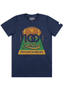 Homefield West Virginia Mountaineers Navy Blue Football 100 Years Short Sleeve Fashion T Shirt