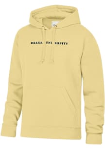 Mens Gold Drexel Dragons Embroidered Hooded Sweatshirt
