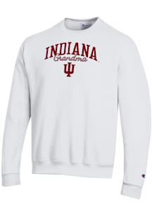 Champion Indiana Hoosiers Mens White Grandma Script Powerblend Long Sleeve Crew Sweatshirt