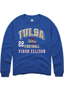 Viron Ellison Rally Mens Blue Tulsa Golden Hurricane NIL Arch Logo Player Crew