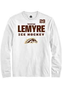 Tristan Lemyre Mens White Western Michigan Broncos NIL Stacked Box Long Sleeve Player T Shirt