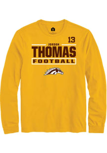 Jordon Thomas Rally Mens Gold Western Michigan Broncos NIL Stacked Box Tee