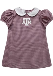 Vive La Fete Texas A&amp;M Aggies Toddler Girls Maroon Gingham Collar Short Sleeve Dress
