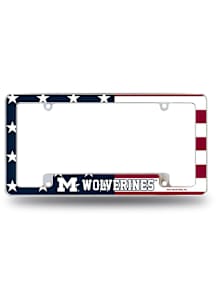 Michigan Wolverines Flag All Over Chrome License Plate Frame - Silver