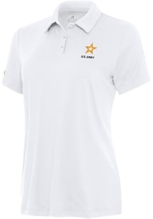 Antigua Army Womens White Reprocess Recycled Short Sleeve Polo Shirt