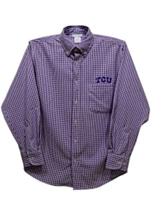 Vive La Fete TCU Horned Frogs Toddler Purple Gingham Long Sleeve Polo