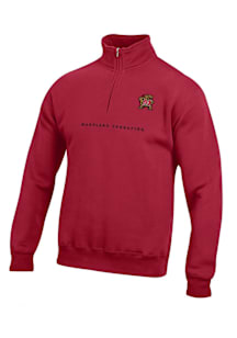 Maryland Terrapins Mens Red Primary logo Long Sleeve Qtr Zip Pullover