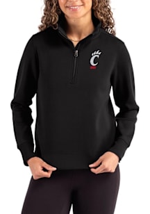 Womens Cincinnati Bearcats Black Cutter and Buck Roam Qtr Zip