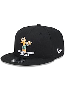 New Era Milwaukee Bucks Black Hardwood Classic 9FIFTY Mens Snapback Hat