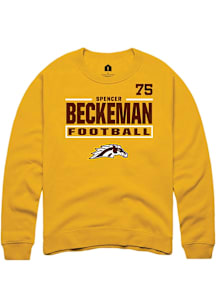 Spencer Beckeman Western Michigan Broncos Mens Gold Football NIL Stacked Box Player Crew