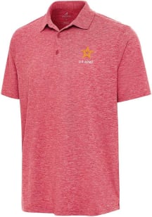 Antigua Army Mens Red Par 3 Short Sleeve Polo
