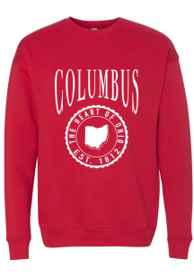 Columbus Red College Style Long Sleeve Crew