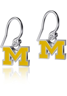 Logo Dangle Michigan Wolverines Womens Earrings - Yellow