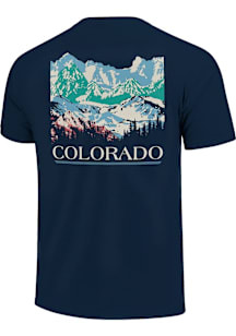 Colorado Navy Blue Mountains Short Sleeve Fashion T Shirt