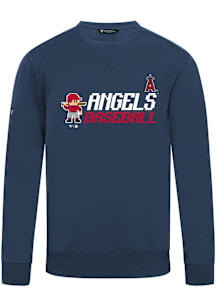 Levelwear Los Angeles Angels Mens Navy Blue Zane 8-Bit Baseball Long Sleeve Crew Sweatshirt
