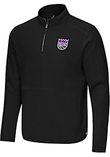 Antigua Sacramento Kings Mens Black Step Up Long Sleeve Qtr Zip Pullover