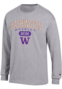 Champion Washington Huskies Grey Pill Box Mom Jersey Long Sleeve T Shirt