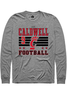 Jeff Caldwell Cincinnati Bearcats Grey Football NIL Striped Long Sleeve Player T Shirt