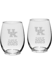 Kentucky Wildcats Class of 2025 Set of 2 Stemless Wine Glass - White