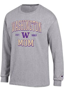 Champion Washington Huskies Grey EST Date Mom Jersey Long Sleeve T Shirt
