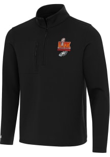 Antigua Philadelphia Eagles Mens Black 2024 Super Bowl Champions Insider Long Sleeve Qtr Zip Pullo..