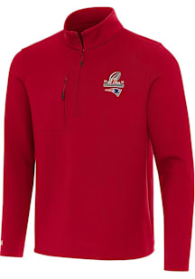 Antigua New England Patriots Mens Red 2025 AFC Champions Insider Long Sleeve Qtr Zip Pullover