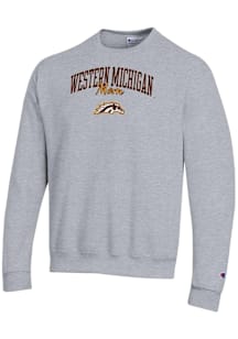 Champion Western Michigan Broncos Mens Grey Mom Script Powerblend Long Sleeve Crew Sweatshirt
