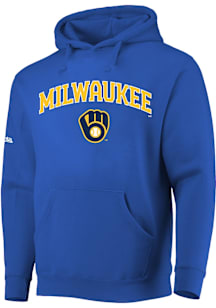 Milwaukee Brewers Mens Blue Primary Logo Long Sleeve Hoodie
