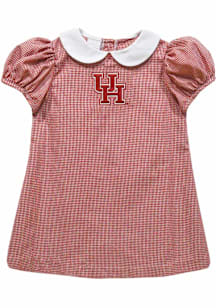 Vive La Fete Houston Cougars Baby Girls Red Gingham Collar Short Sleeve Dress