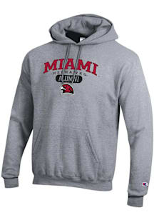 Champion Miami RedHawks Mens Grey Pill Alumni Powerblend Long Sleeve Hoodie