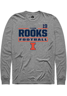 Tyson Rooks Illinois Fighting Illini Graphite Football NIL Stacked Box Long Sleeve Player T Shirt
