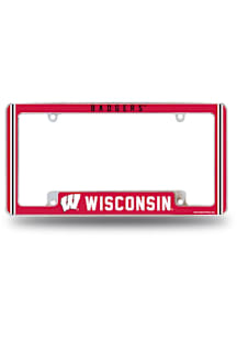 Wisconsin Badgers Classic All Over Chrome License Plate Frame - White