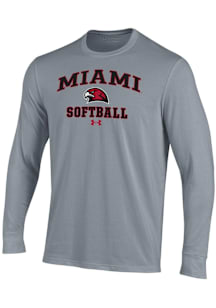 Under Armour Miami RedHawks Grey Softball Performance Long Sleeve T Shirt