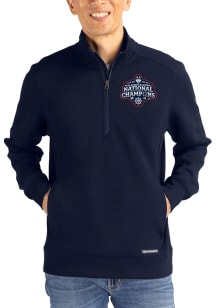 Cutter and Buck UConn Huskies Mens Navy Blue 2025 National Champions Roam Long Sleeve Qtr Zip Pull..