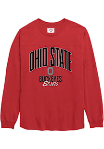 Ohio State Buckeyes Womens Red Throwback LS Tee