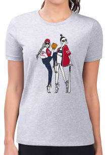 4Her Washington Nationals Womens Grey Baseball Girls Graphic Short Sleeve T-Shirt