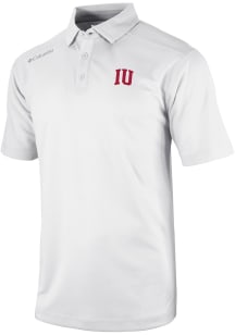 Mens Indiana Hoosiers White Columbia Heat Seal Omni Wick Shotgun Short Sleeve Polo Shirt